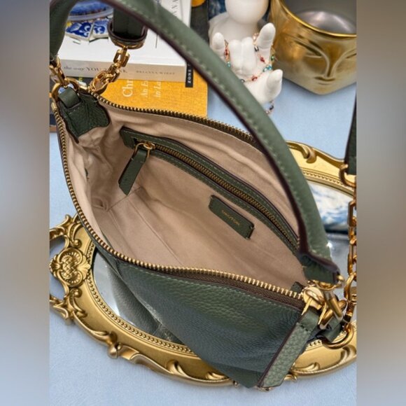 🆕 OROTON 🧿 NWOT Lily Zip Top Leather Crossbody, Olive - Picture 11 of 16